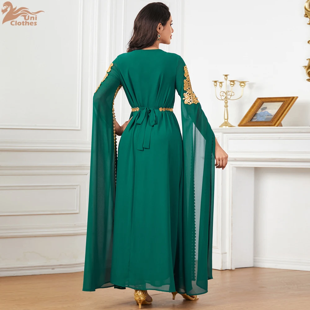 Eid Muslim Party Dress for Women Flying Sleeve Embroidery Jalabiya Abaya Ramadan Long Dresses Woman Robe Caftan Vestidos 2024