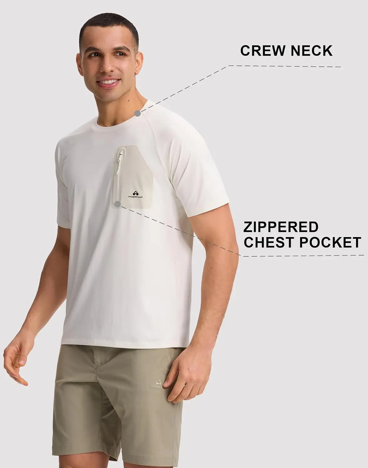 Pioneer Camp Men's Quick Dry Shirts Anti-Odor Workout Athletic T-Shirts Lightweight Breathable Hiking Running Sports Gym Tops