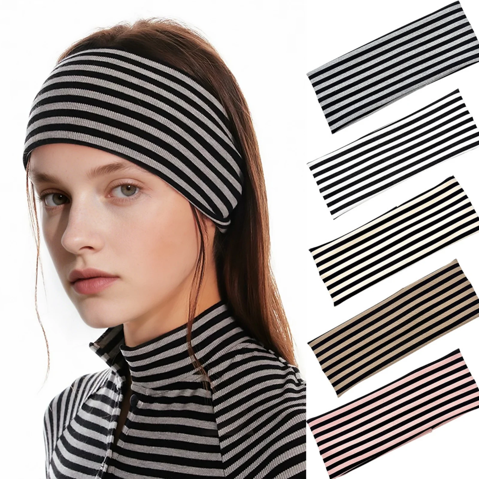 

1PC Striped Elastic Headbands Set: Fashionable, Comfortable&Versatile Hair, Perfect For Daily Wear, Workouts