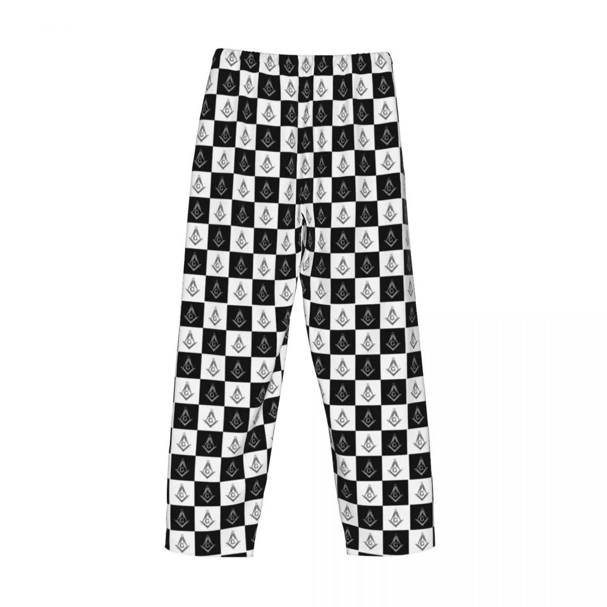 Custom F-Freemasons Checkered Pattern Pajama Pants for Men Mason Masonic Sleepwear Lounge Sleep Bottoms Stretch with Pockets