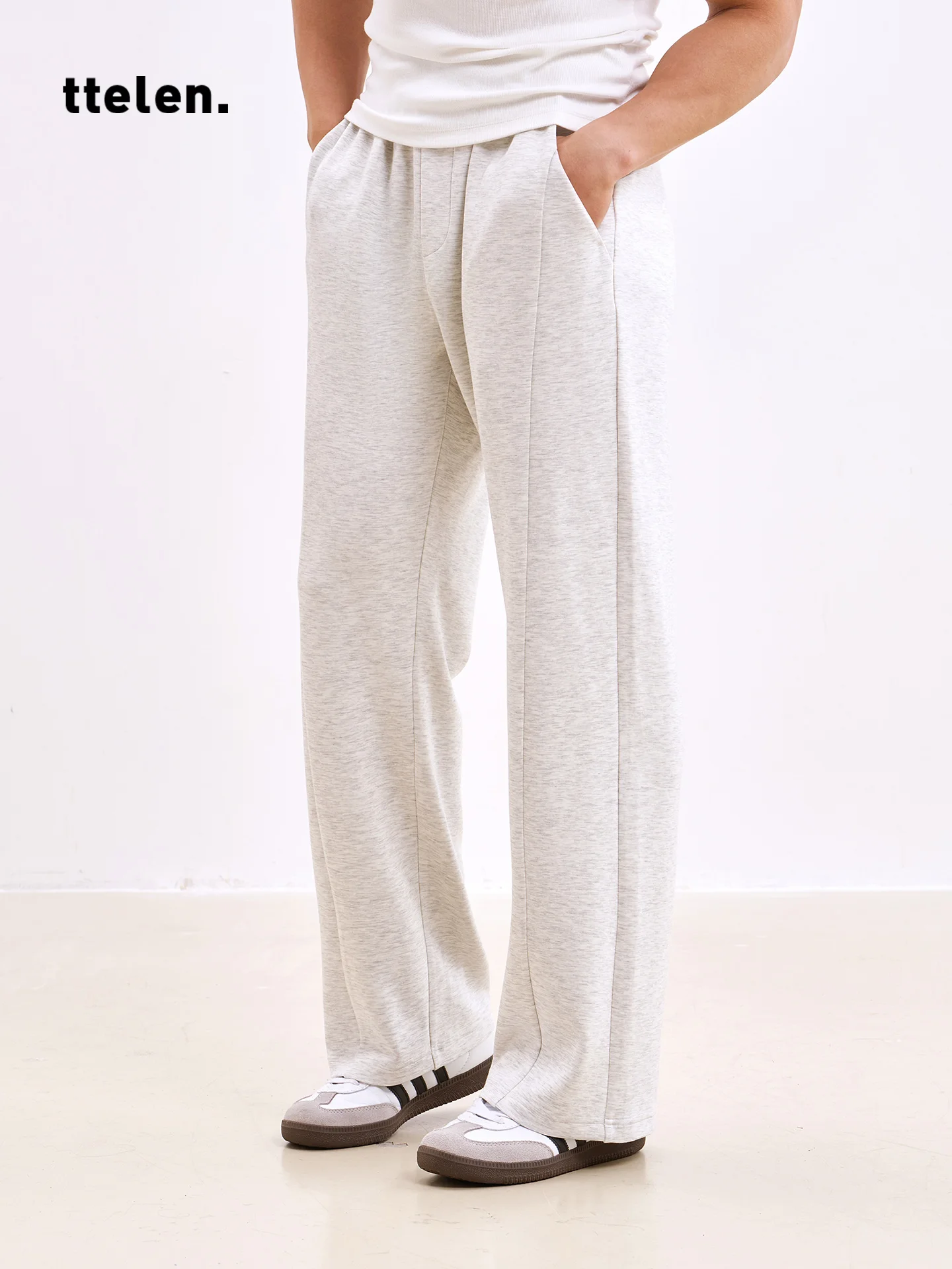 

Мужские спортивные брюки TTelen: мягкие, шелковистые, повседневные, прямые, свободные, дышащие, для ранней осени