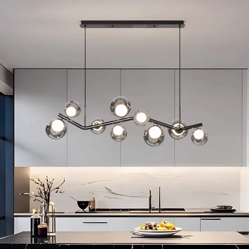 Modern Minimalist Pendant Light Creative Design Smoke Gray Transparent Bubble Ball Glass Pendant Lamp Restaurant Bar Table Lamp