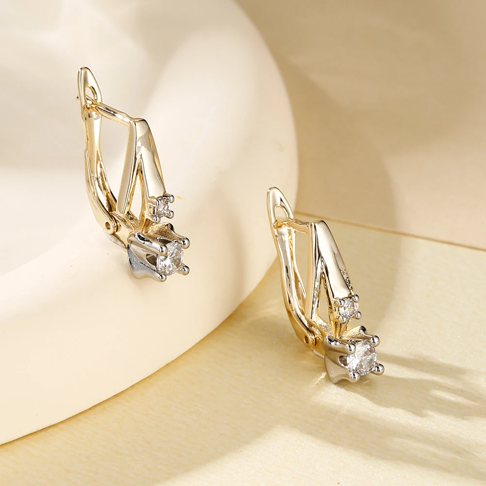 Leichter Luxus-Geometrie-Zirkonring und Ohrringe-Set, 14K vergoldetes Kupfer, einfache Alltagsaccessoires, Geburtstagsgeschenk – Detail 7