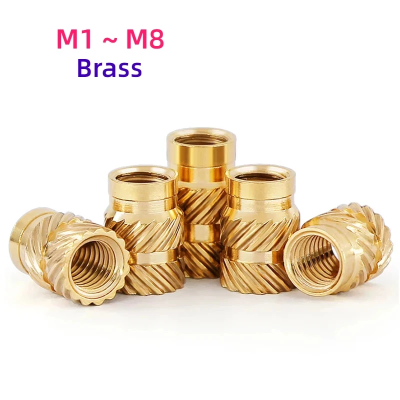 M1 M1.4 M1.6 M1.7 M2 M2.5 M3-M8 Brass Heat Threaded Insert Nut Copper Hot Melt Knurled Injection Embedment Nut Of 3D Pringting
