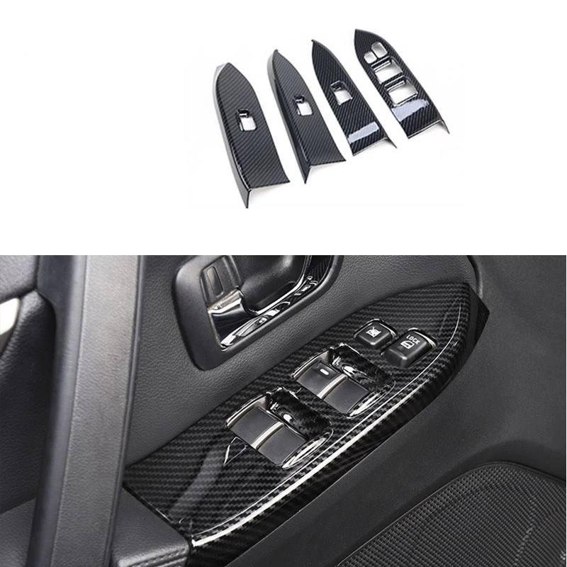 4 pieces  Fit For Mitsubishi PAJERO 2007 -2019 Carbon fiber color Window Lift trim Panel