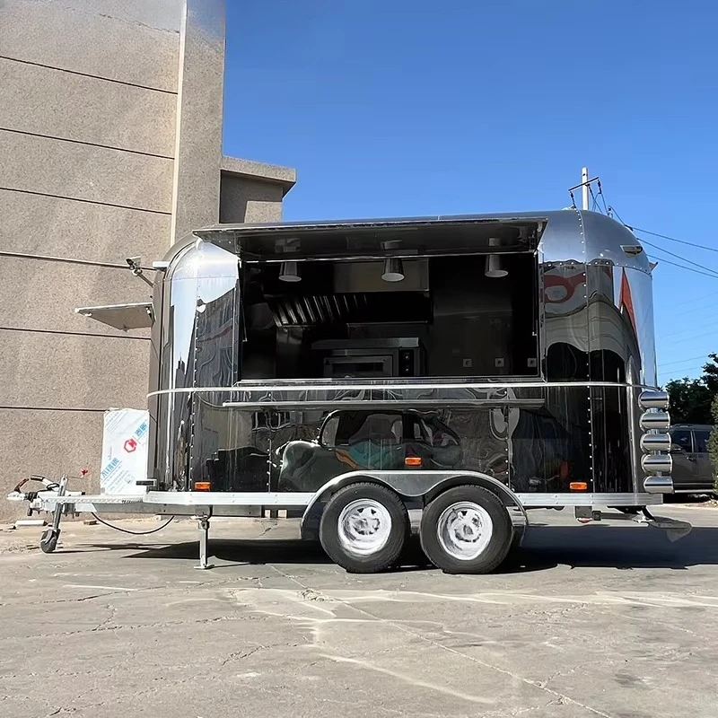 Customized 5.5M Purple Double Axle Fully Equipped Stainless Steel Mobile Food Trailer for Fast Food Snack Beverage Service