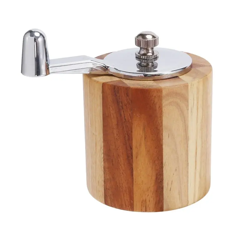 PORK-5X Pepper Mill, Hand Crank Wood Pepper Grinder With Classic Handle And Adjustable Rotor