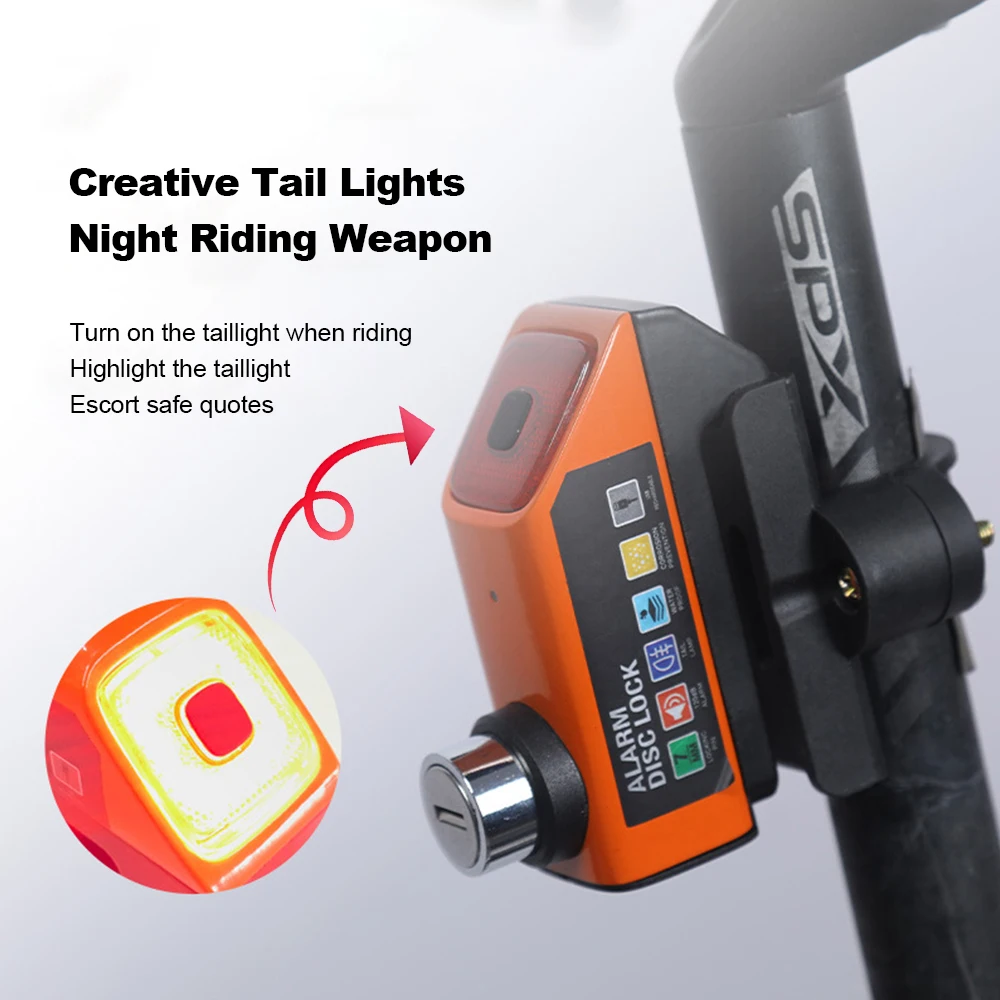 

Motorcycle Bicycle Lock Rechargeable 120dB Alarm Protection Padlock Waterproof Brakelock Safety Anti-Theft Wheel Disc Brake Lock