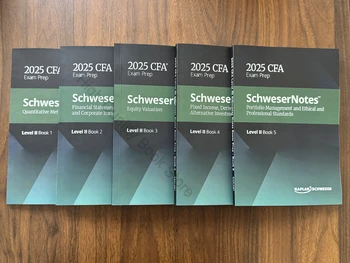 2025 CFA niveau 2 Schweser Notes-examenvoorbereiding: kwantitatieve methoden, analyse van financiële verklaring, gelijkheid, vaste inkomen, portfolio-ethiek