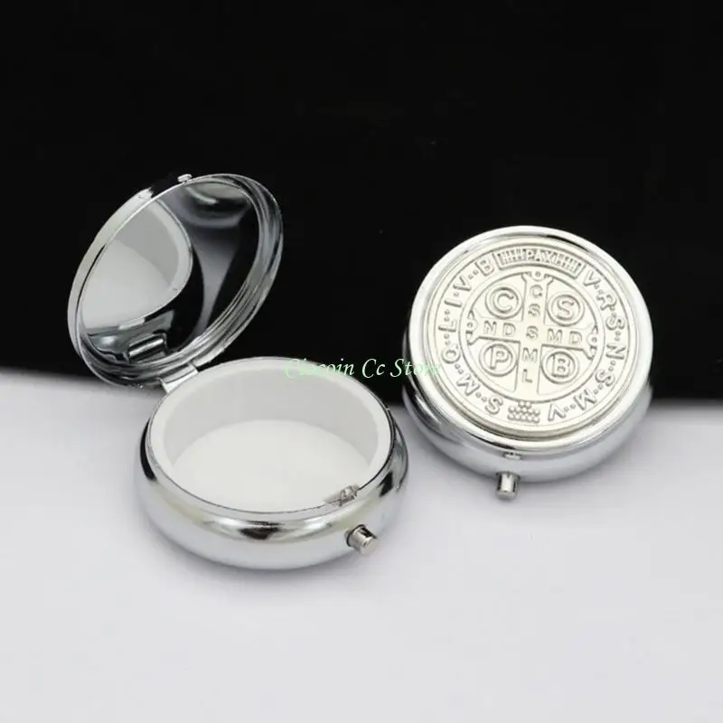 X90F Integrated Mirror Design Metal Storage Box Jewelry Case