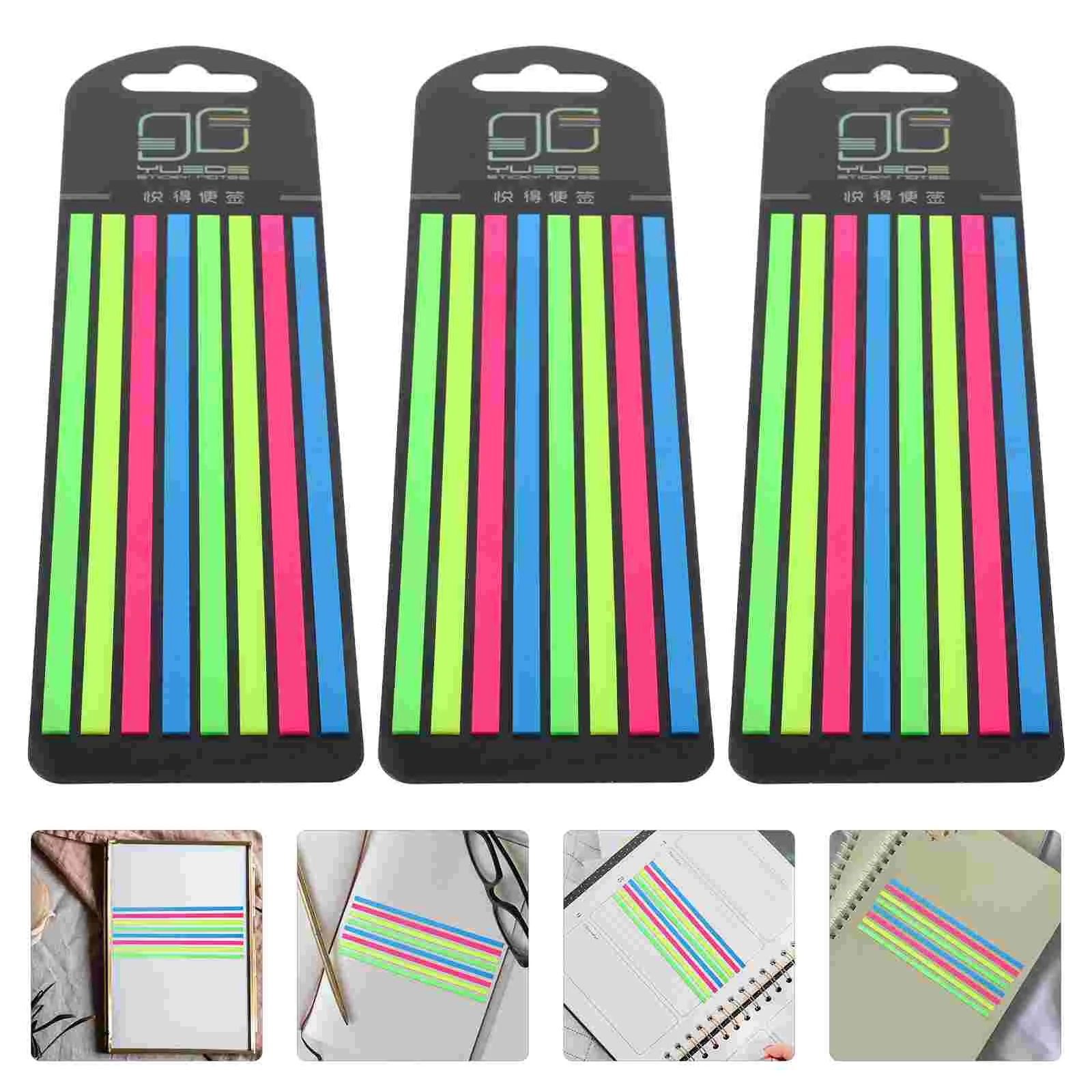 

3 Boxes Fluorescent Highlighter Tape PET Portable Reading Strips Book Accessories Multicolor Children Learning Aid