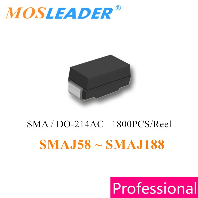 Mosleader 1800PCS SMAJ series TVS DO214AC SMAJ58 thru SMAJ188 SMAJ60 SMAJ64 SMAJ70 SMAJ75 SMAJ78 SMAJ85 SMAJ90 SMAJ100 Chinese