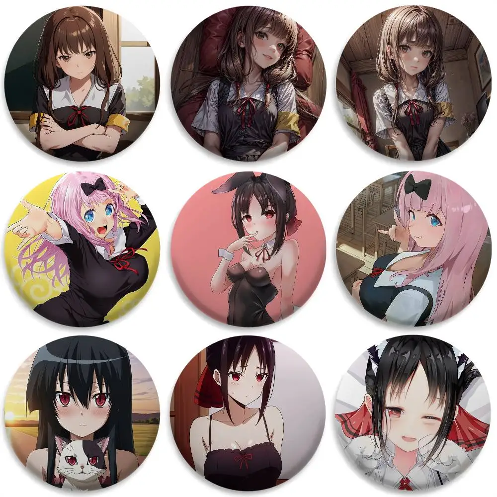 

Kaguya-sama L-Love War Sexy Badges Round Exquisite Badge Brooches Creative Pins For Clothes Hat Backpack Gift Accessories