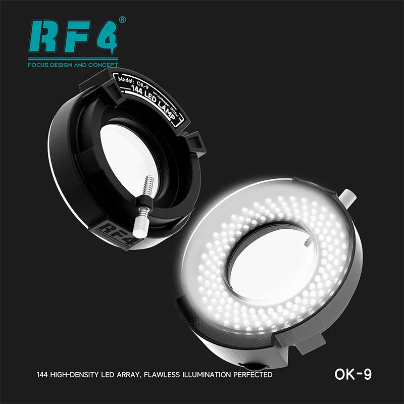RF4 OK-9 144 LEDs Microscope Ring Light USB Powered Dustproof Lens Shadow-Free Illumination for Precision SMD Soldering Station