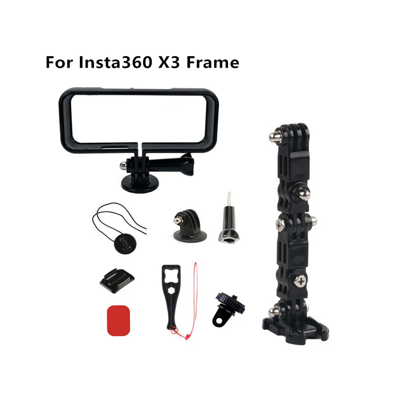 9 in 1 Set Horizontal Frame & Vertical Frame Side Open Fixed  Bracket Helmet Chin Base Mount Adapter For Insta360 One X3 Camera