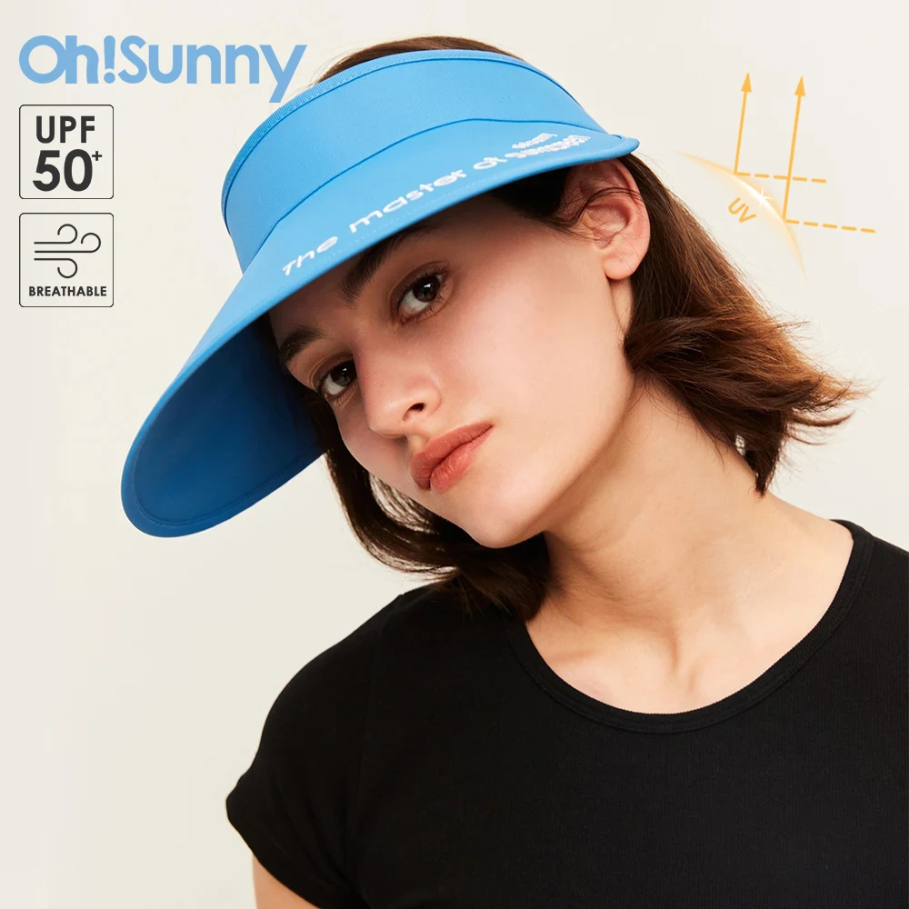 OhSunny Visor Caps Professional Sun Protection Adjustable Empty Top Big Brim Anti-UV UPF 50+ Sunhats for Men Women Outdoors