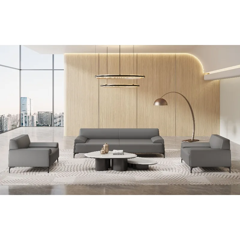 Modern Stylish Leather Modular Luxury Reception Executive Home Office Waiting Room Sofa Set
