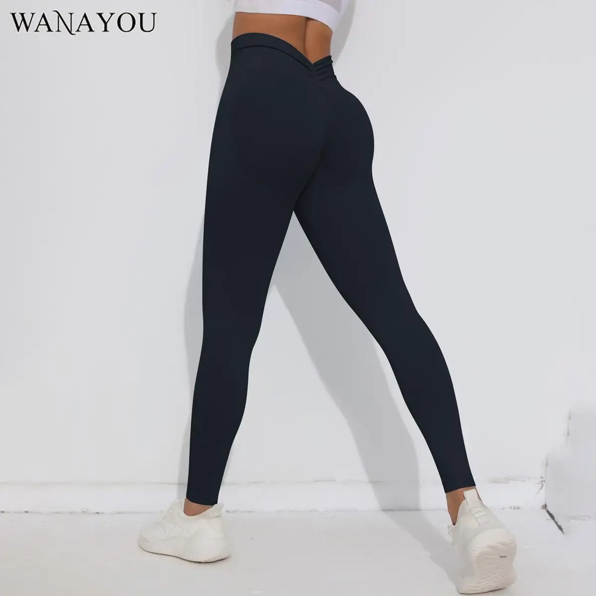 

WANAYOU Sexy V Back Yoga Pants High Waist Sports Pants for Women Seamless Gym Fitness Tights Workout Running Leggings Ropa