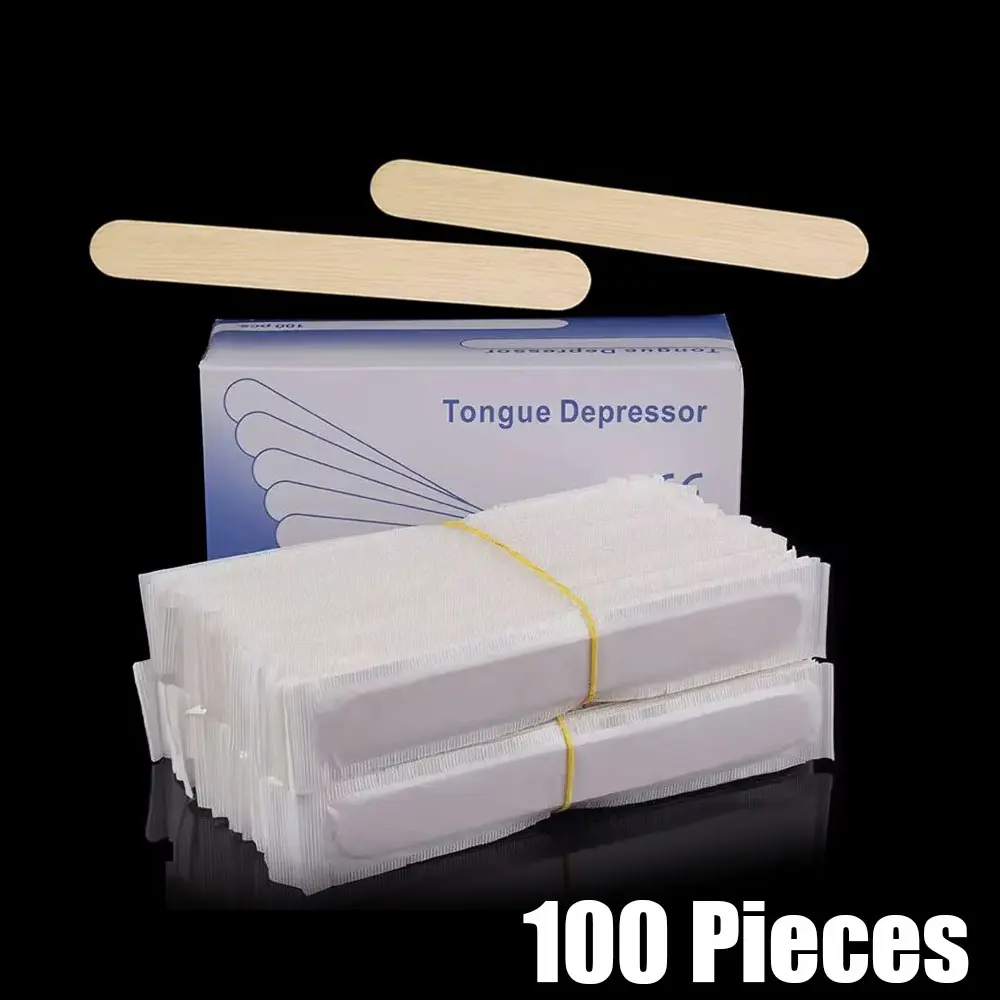 100-500Pcs Disposable Tattoo Wooden Tongue Depressor Individually Paper Packing for Tattoo Waxing Stick Tattoo