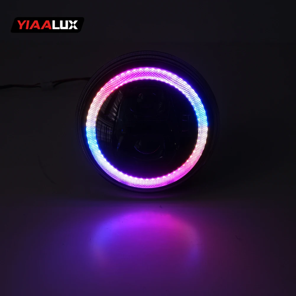 YIAALUX LED Motorcycle Headlight Hi/Lo projector Bluetooth RGB dynamic halo ring white yellow For Vespa LX150 LX125 S125 LXV125