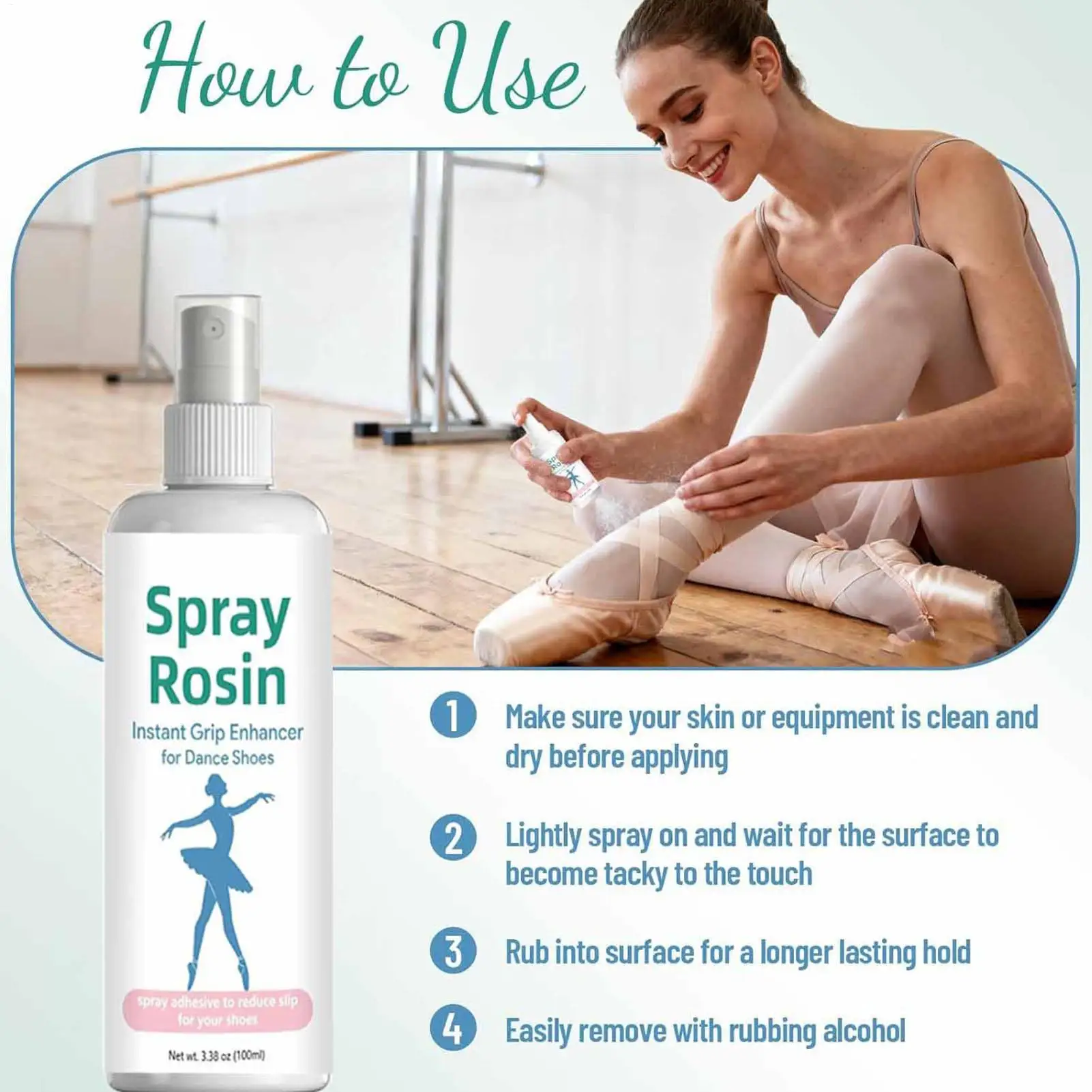 Rosin Spray for Dancers 100ml Non-Slip Portable Long-Lasting Pointe Shoes Grip Enhancer for Class Stage Preparations Auditions