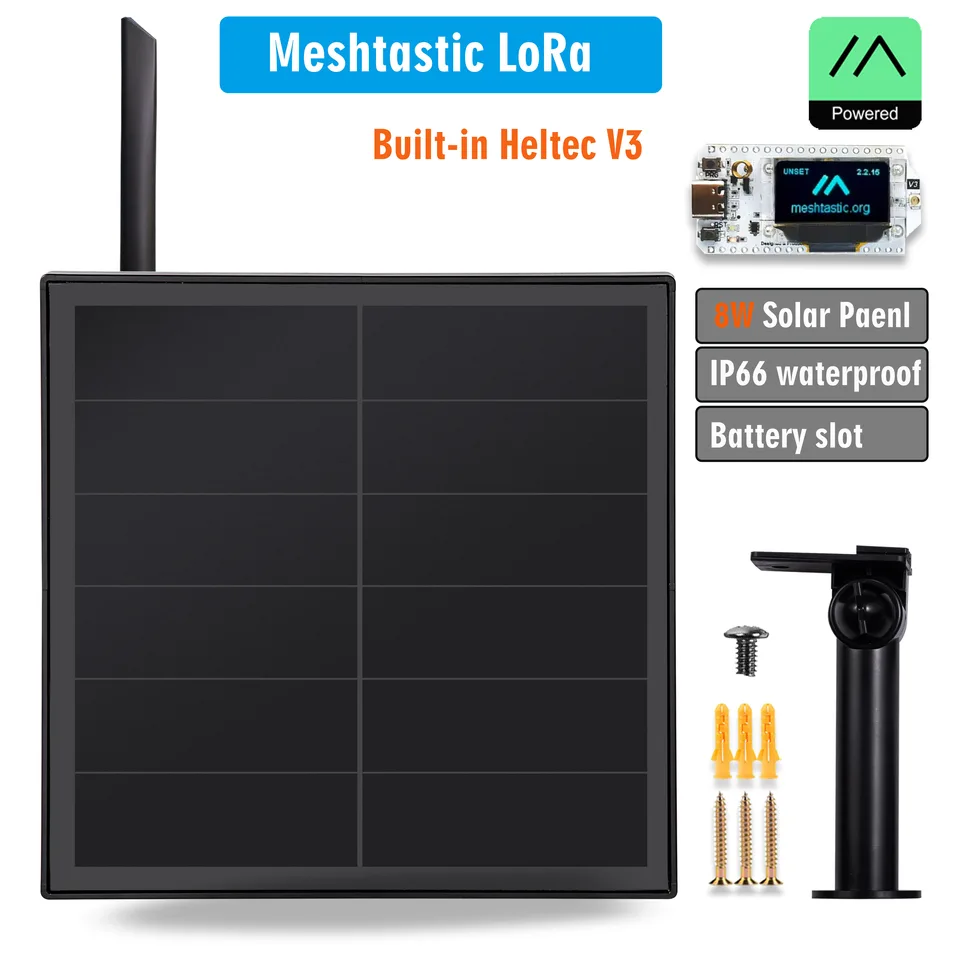 Produktbild von D5-1A 5W Solar Kit Für Heltec V3 ESP32 – Mit Batterie-Controller, 360° Halterung, IP66, 868 MHz, Für Meshtastic, LoRa Node DIY & Meshcore