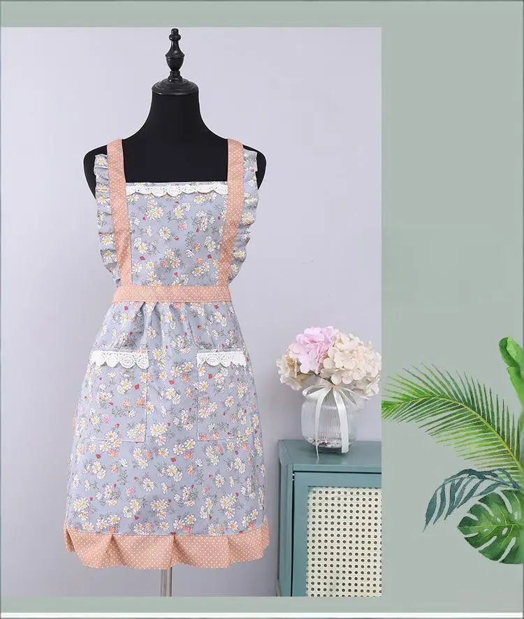 1Pc Kitchen Cooking Canvas Apron Women Oil-Proof Waterproof Adult Waist Fashion Flower Shop Coffee Shop Overalls Apron