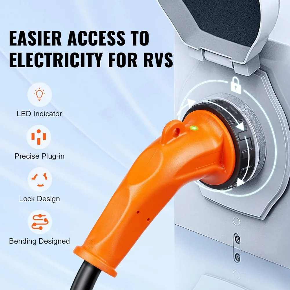 

30ft 50A Heavy Duty RV Power Cord with LED Indicator, NEMA 14-50P to SS2-50R, ETL Certified Generator Extension