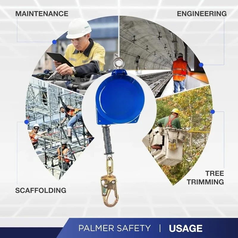30 قدم. خط الحياة ذاتي التراجع I ANSI Z359.14-2021 فئة 1 I SRL كابل مجلفن علوي دوار لجهاز #5