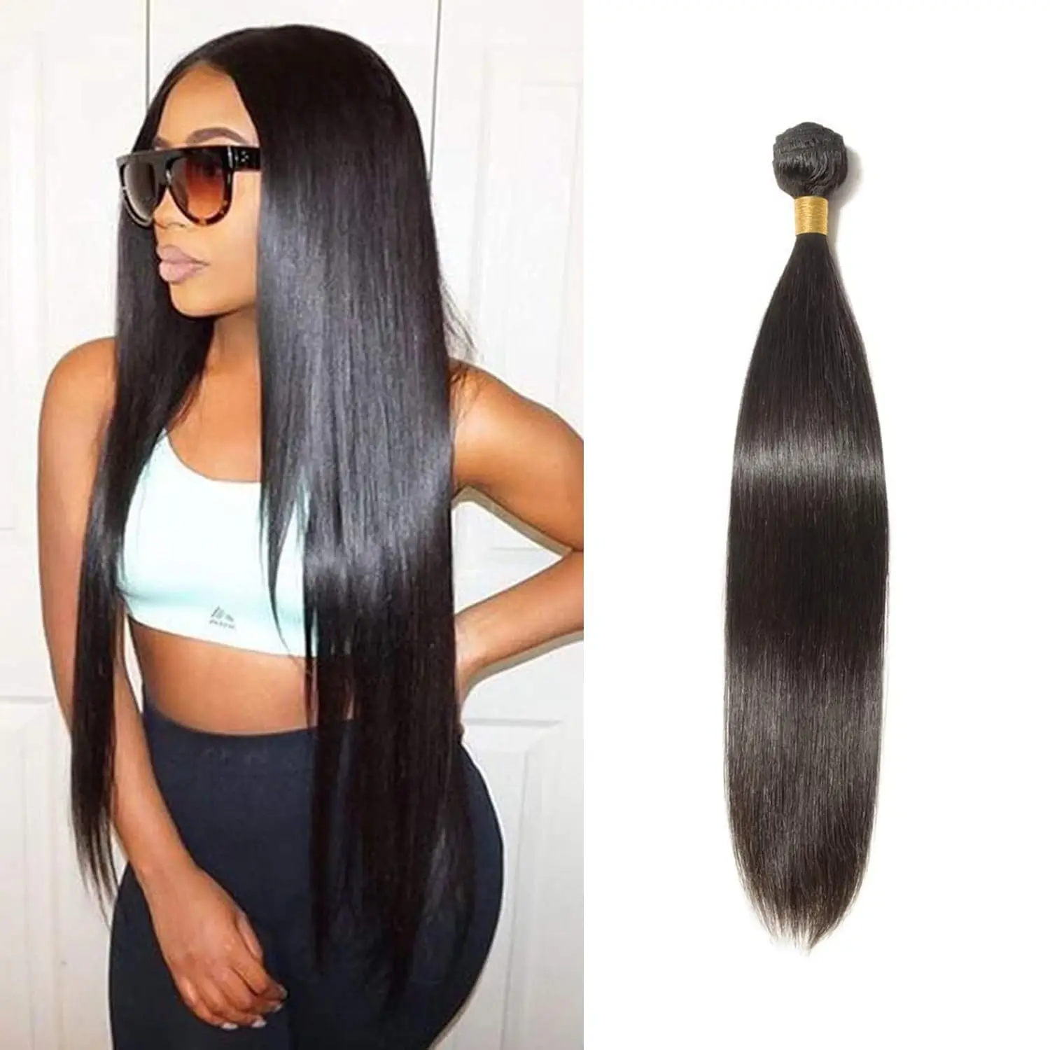 Straight Hair 2/3/4 Bundles 30 32 Inch 100% Unprocessed Raw Brazilian Bundles Human Hair Short Remy Virgin Hair Extensions Natur