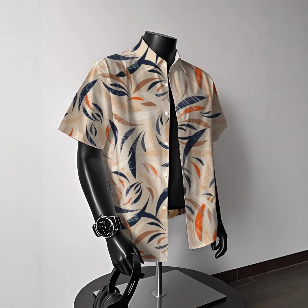 2025 New Men's Short Sleeved Shirt Hawaii Beach Slimming Shirt Full Graphics M-3XL High Quality Men's Clothing Fashion Design