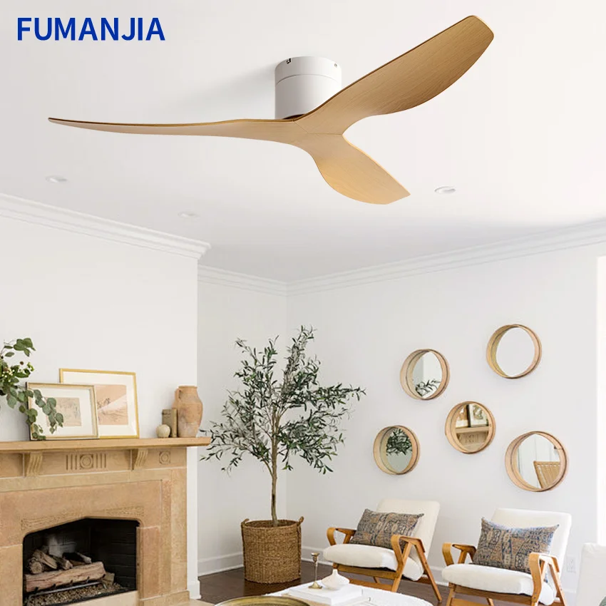 FUMANJIA Ultra Thin 17.5cm DC Ceiling Fan 45-52 Inch Low Floor with Remote Control No Light for Coffee Shop Home Hotel Office
