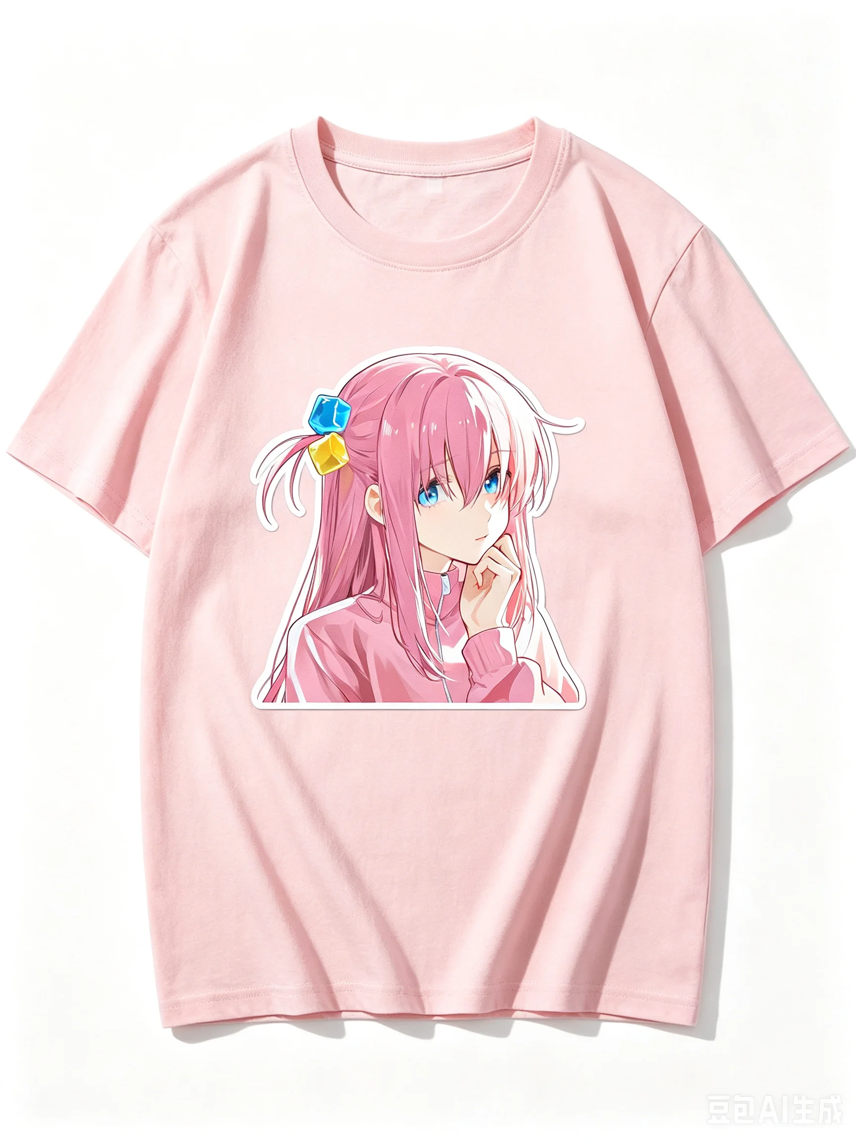 Hitori Gotoh Sportswear Chin Rest Anime Cutout Graphic Crew Neck Short Sleeve Comfortable Women And Men T-shirt