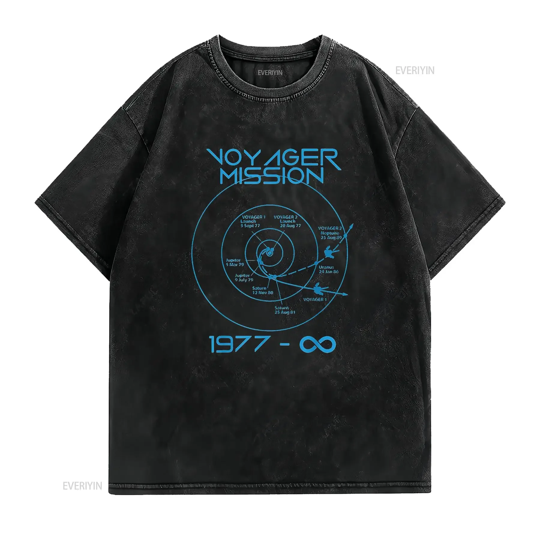 Womens Voyager 1 2 Probes Outer Space Exploration Trajectory T Shirt Black 2XL vintage Washed Stretched Top For Everyday Wear