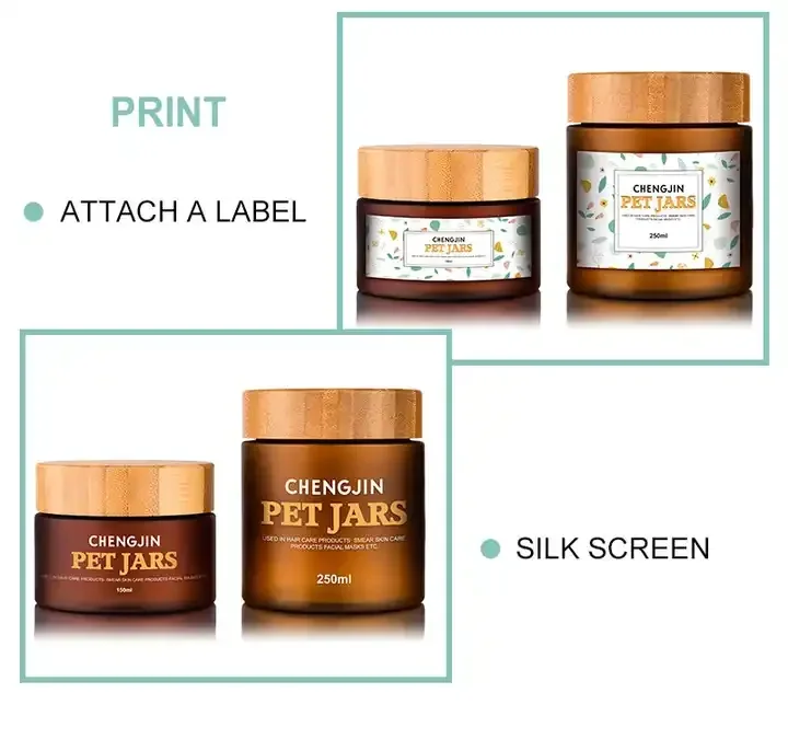 Amber PET Plastic Body Butter Scrub Container Cosmetic CreamJars Skin Care Cosmetic Packaging With Screw Cap Cream Jars With Lid