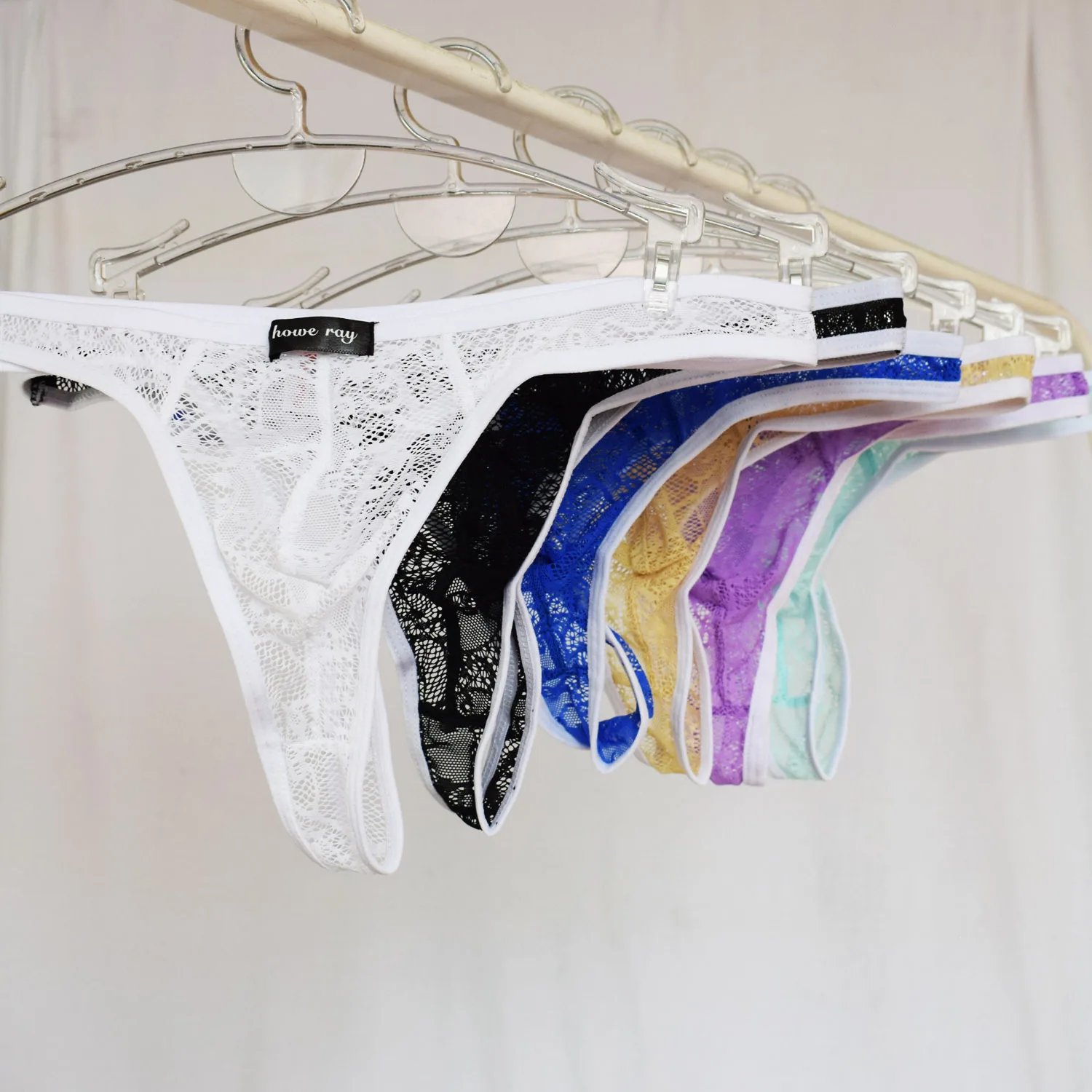 Mens Sheer Lace G String Thong T กลับ Low Rise ชุดชั้นในเซ็กซี่โปร่งใสดูผ่านกางเกงชั้นในชุดชั้นในสําหรับชาย