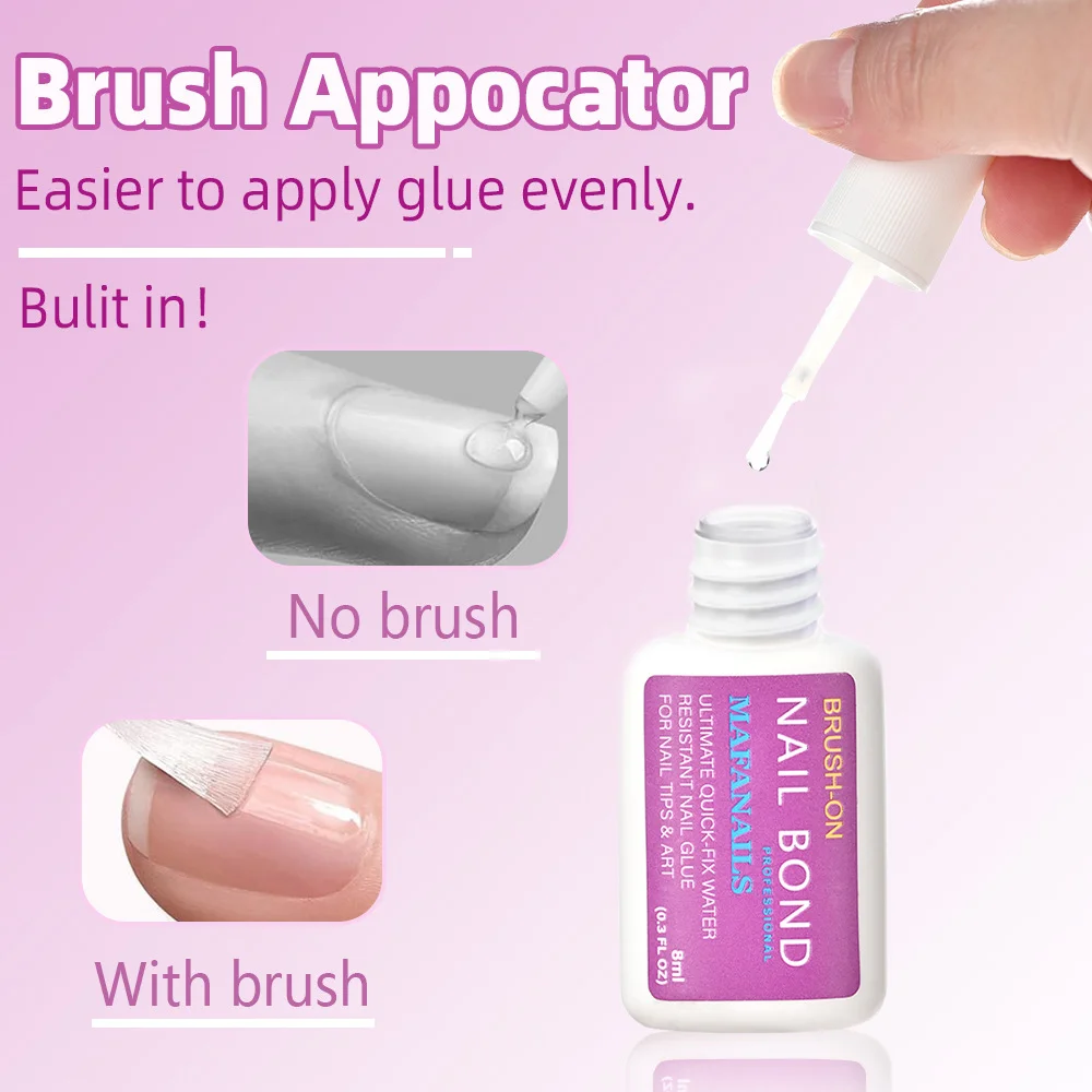 Best-Selling 8ml Transparent Nail Glue with Brush, Press-On Nail Glue Available in Pink Nail Glue