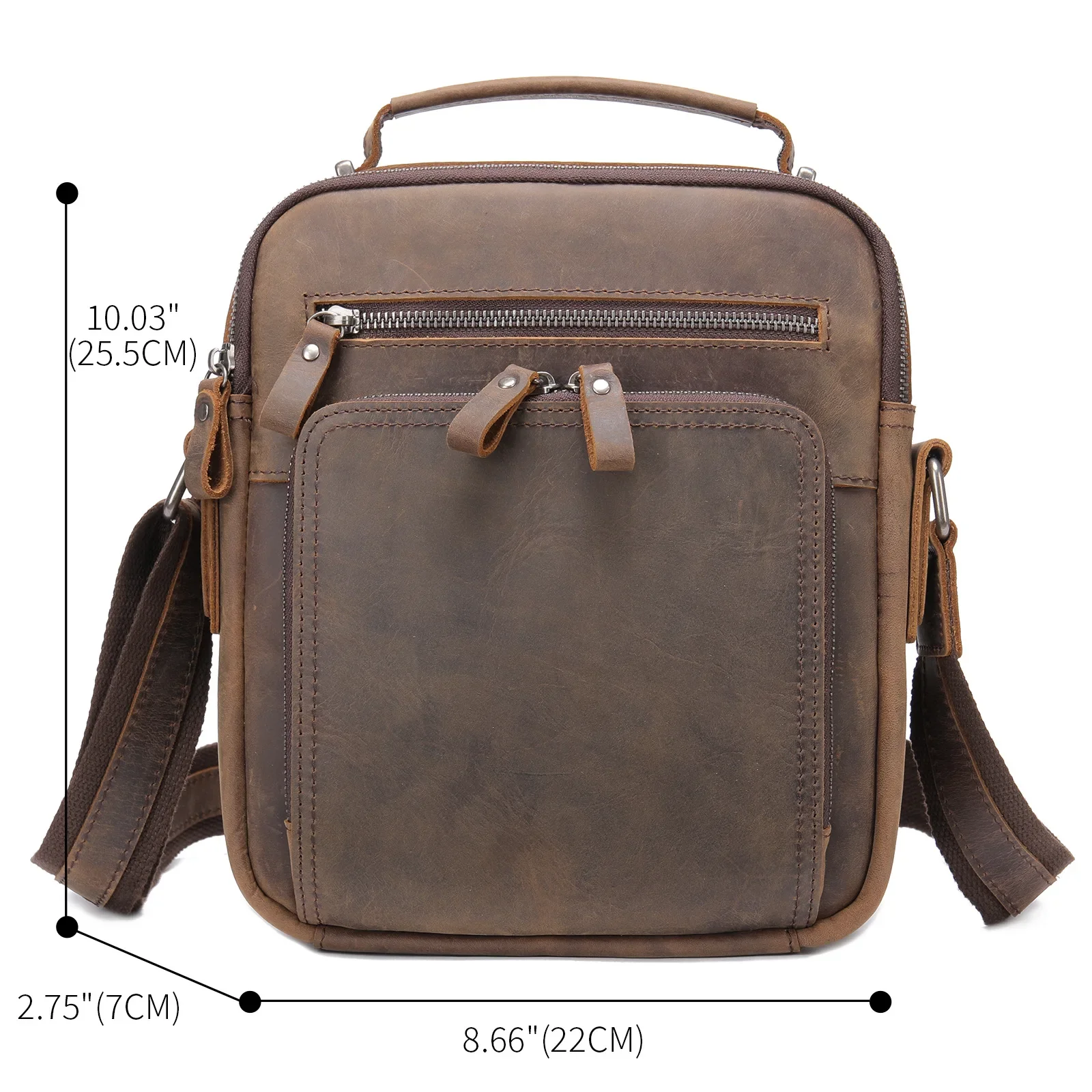 Imagem -02 - Mala de Ombro de Couro Louca Masculina Bolsa Vintage Mensageiro Casual Bolsa Tiracolo de Alta Qualidade Nova 2023