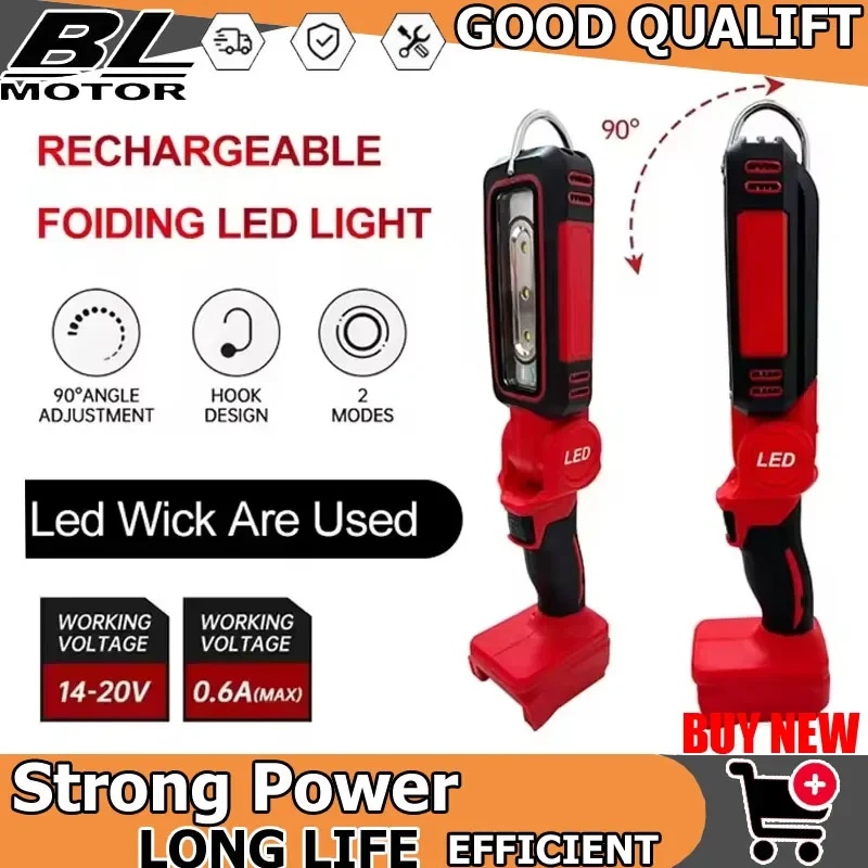 

LED for Battery Super Bright 90 DegreeClip on Light Lithium M18 Flood Light Outdoor Lighting Camping For Milwaukee 18V Battery