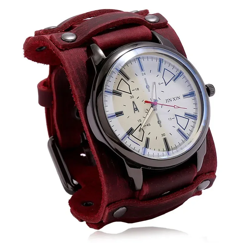 

Retro Male Clocks Watch Big Wide Genuine Leather Strap Quartz Watches Relogio Masculino Men Watch Lovers 2024 Watches for Men