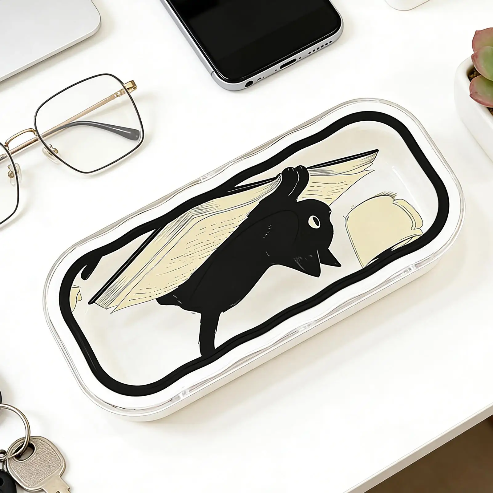 Eye Glass Cases Womens Hard Shell Cat Cute Transparent Portable Protective Box Eye Glass Cases Womens Hard Shell For Key Cards