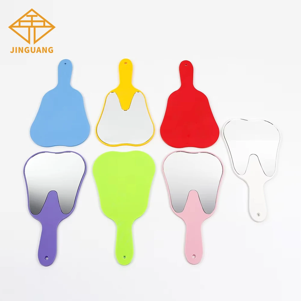 10pcs Dental Mouth Mirror Tooth Shaped Multi-Color Dental Hand Held Mirror Tooth Examination Inspection Oral Care Dental Clinic