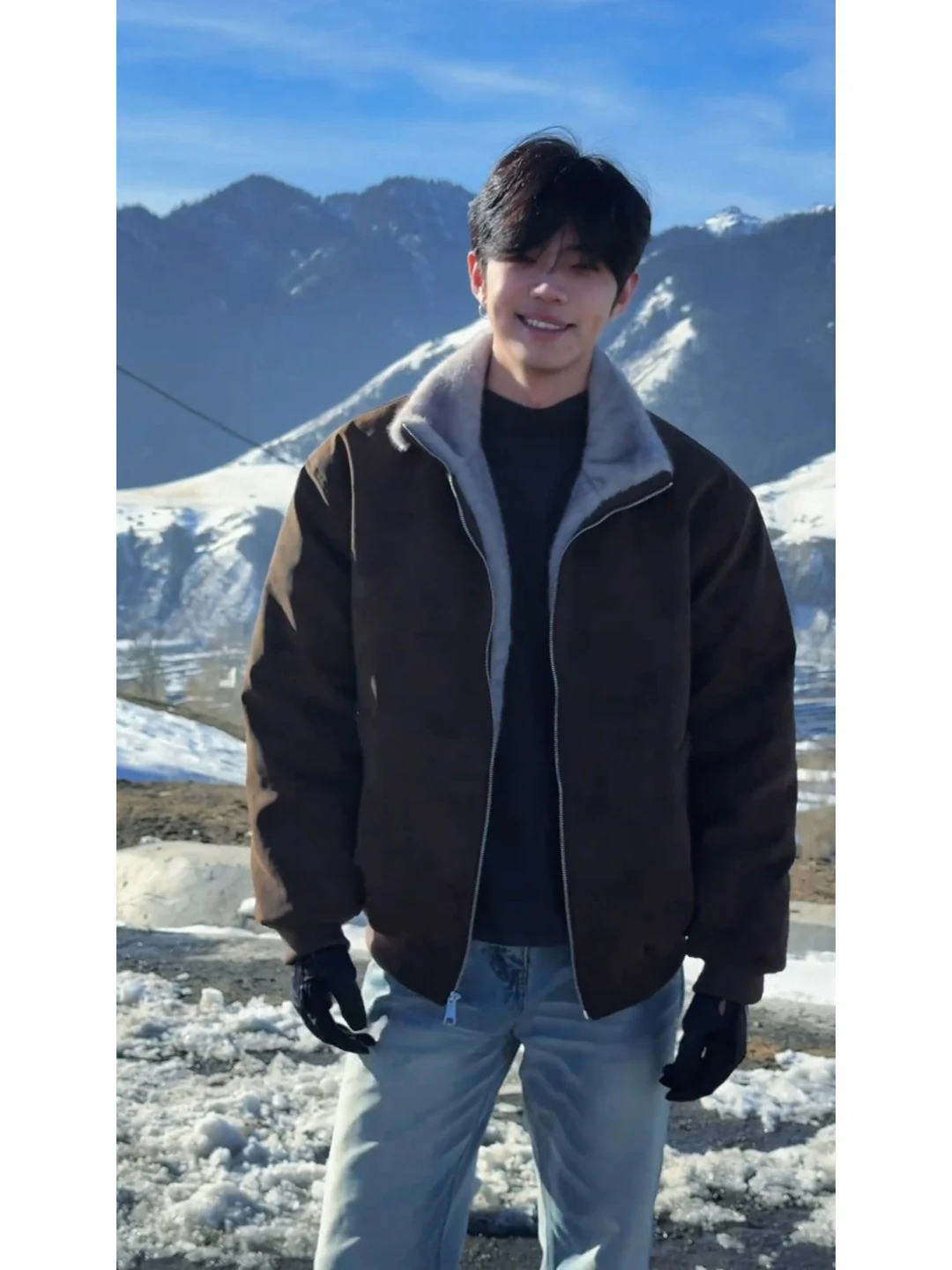 Men's Thickened PU Leather Cotton Jacket Collar up Cotton Coat Winter Warm Standard Fit Long Sleeve Cleanfit Style Pure Color