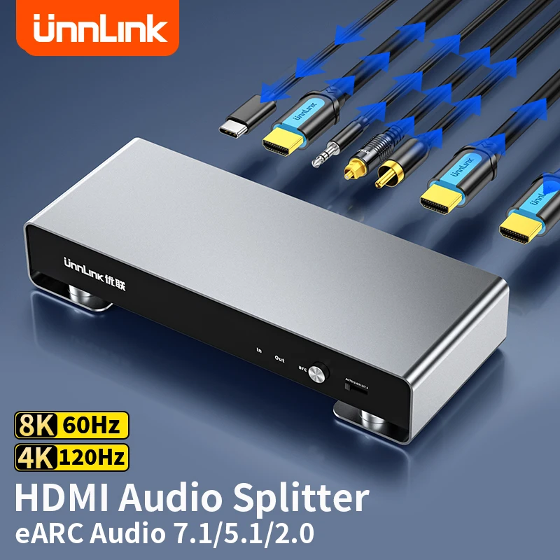 

Unnlink HDMI Audio Extractor ARC Audio Splitter 4K 120Hz With Toslink SPDIF Optical Coaxial for PS5 Series To Amplifier Monitor