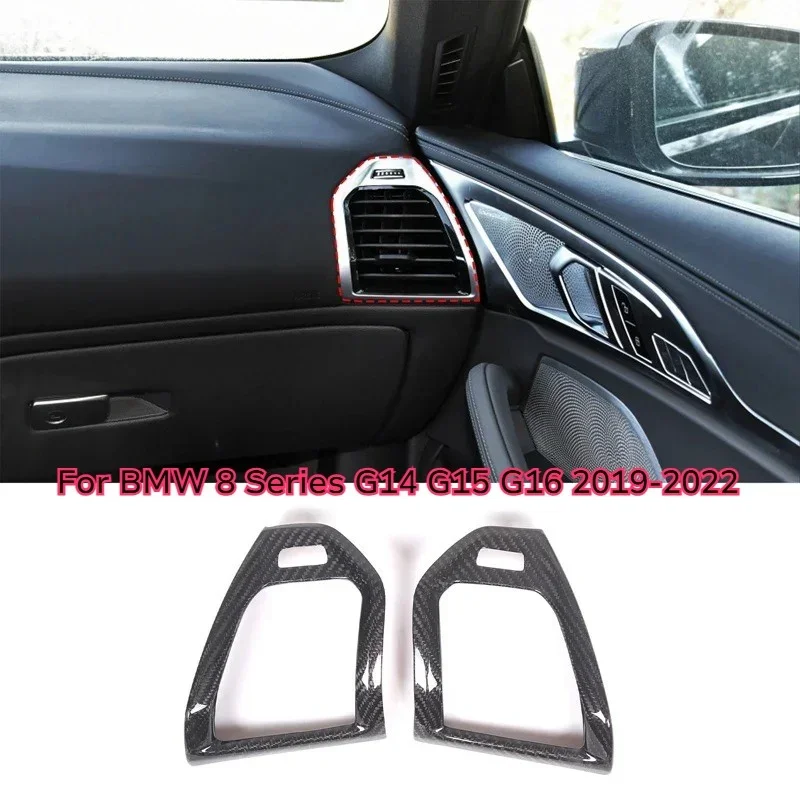 

For BMW 8 Series G14 G15 G16 2019-2022 Real Carbon Fiber Car Air Conditioner Side Air Outlet Cover Trim Interior Car Accessories