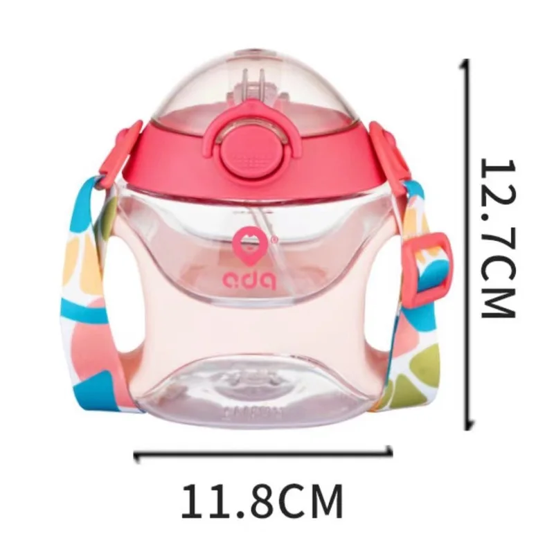 Kid 6M+ Water Cup Bottle Handle Shoulder Strap Dual-Purpose Portable Kettle Triangle Straw Cup Learn Drinking Cup Outdoor Gifts