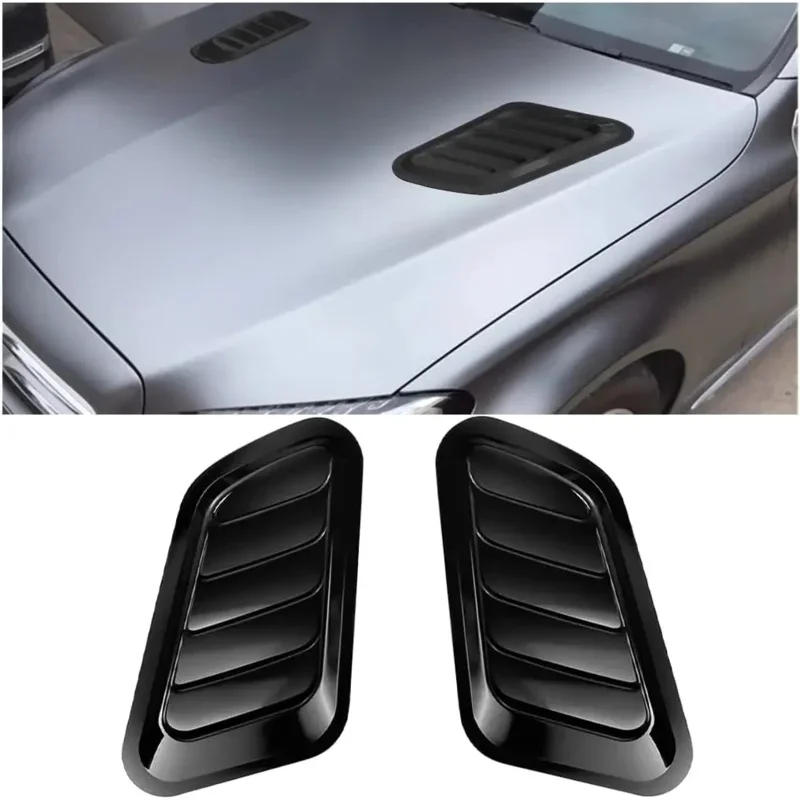 For 2Pcs Car Hood Decoration Realistic Air Outlet Design Simulation Air Vent Fake Air Intake Body Creative Durable Pasted Leaf B