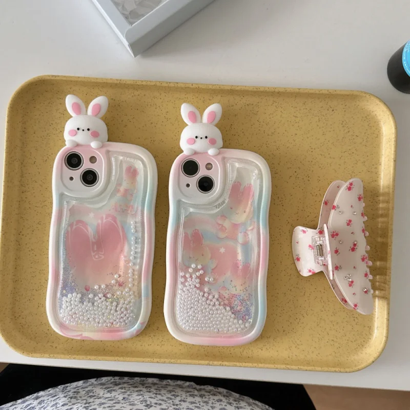 

Suitable for Apple16PROMAXGradient Pink and Yellow Rabbit Phone CaseiPhone15/14PROQuicksand Shell13PCartoon