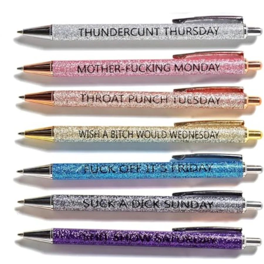 

Set Of 7 Fun Adult Ballpoint Pens Adult Pens Describing State Of Mind Seven Days A Week Fun Pens Weekday Glitter Pens Gifts For