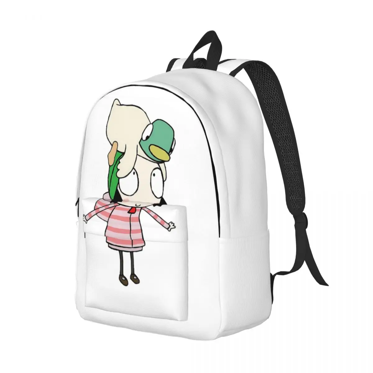 Her And Duck Friend Girl Vintage Cartoon Cute Pet Little Backpack Daypack Kids BookBag School Bag Shoulder Bags for Men Women